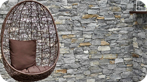 Quartz wall cladding panels styled with a rustic hanging chair, highlighting modern strength and timeless texture for contemporary indoor and outdoor designs.